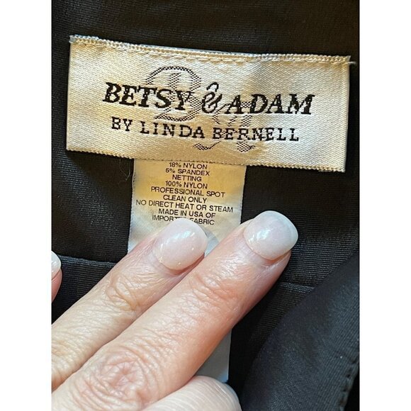 Betsy & Adam Black Sleeveless Square Neck Ruched Waist Ruffled Hem Dress 6 - Picture 9 of 10